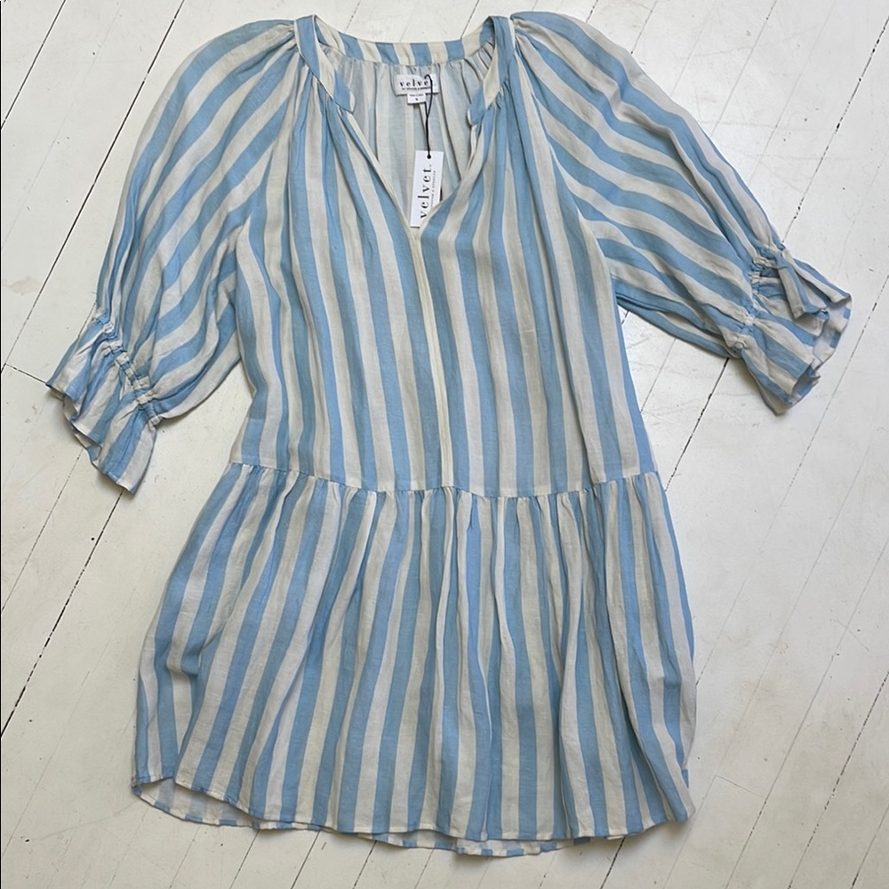 ‚Velvet’ by Graham & Spencer New Blue and White Striped Tunic Dress